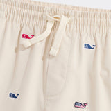 Patriotic Whale Embroidered Pull On Shorts - Stone