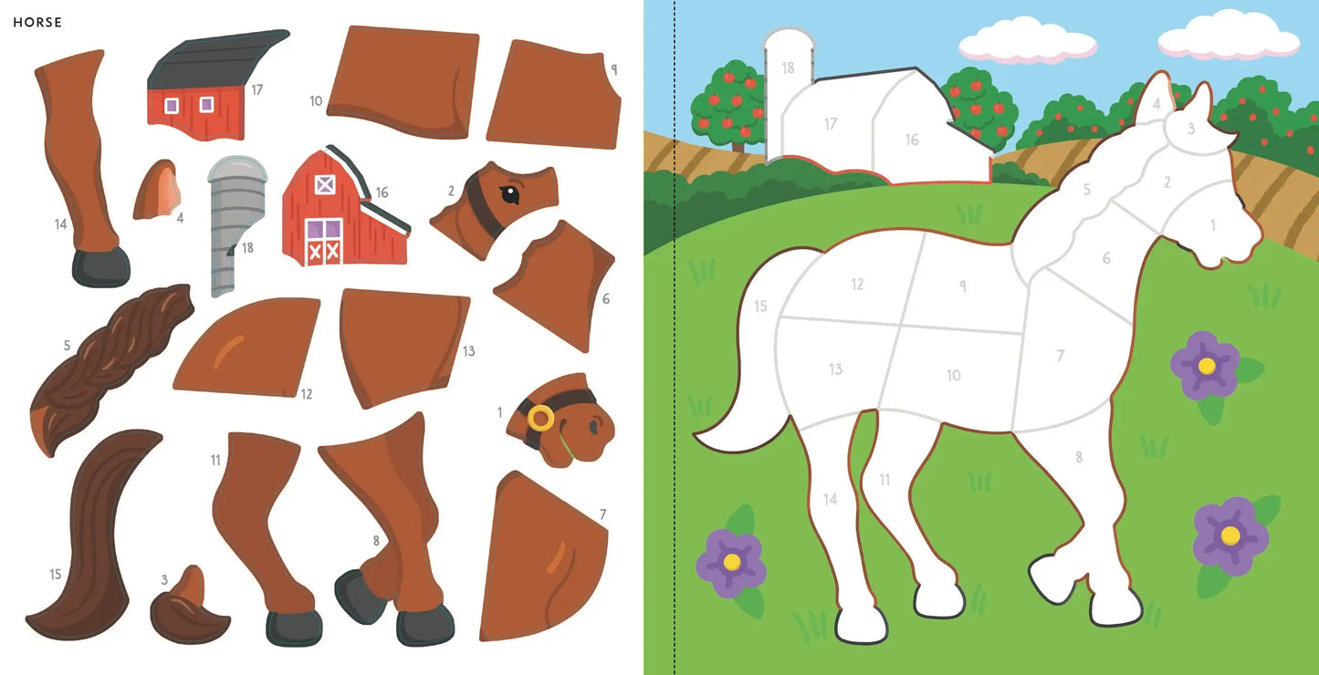 Farm Animal Color-By-Sticker Book