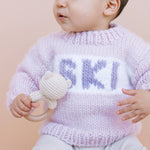 Ski Sweater, Baby Pink Kids Christmas Holiday Cardigan