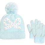 Bow Print Chenille Hat & Glove Set