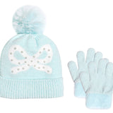 Bow Print Chenille Hat & Glove Set