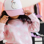Pink Coquette Ghost Patch Halloween Trucker Hat