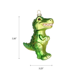 Happy Dino, Cute Baby’s First Retro Glass Christmas Ornament