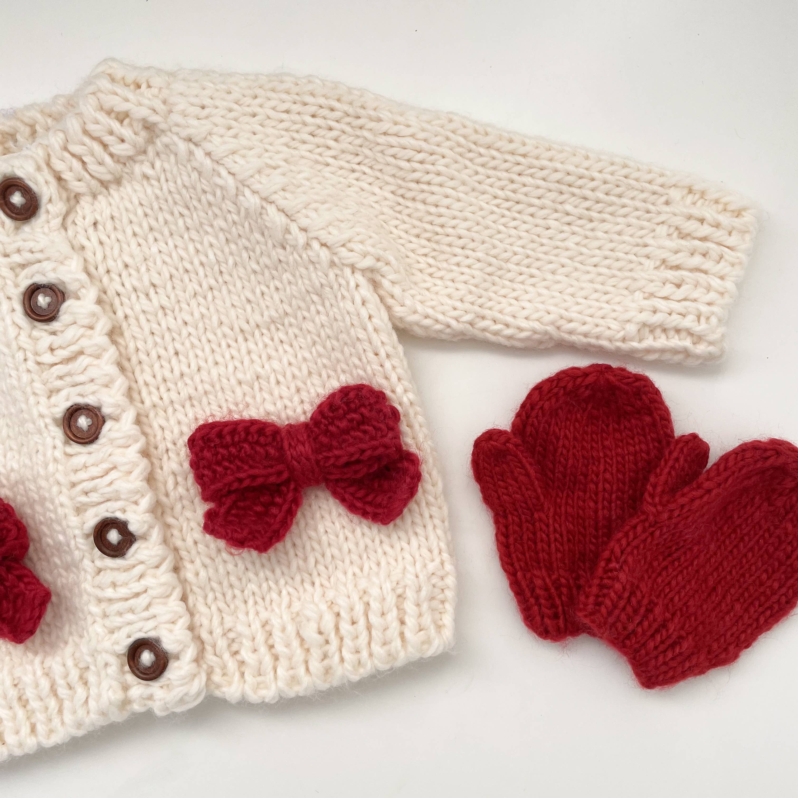 Red Bow Cardigan Kids Baby Sweater Christmas Holiday Love