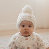 Bitty Blooms White Beanie Hat