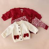 Red Bow Cardigan Kids Baby Sweater Christmas Holiday Love