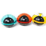 Three colorful ladybug-shaped yo-yos facing front on a white background
