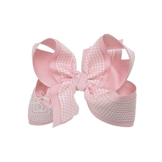 Pink Gingham and Grosgrain Bow