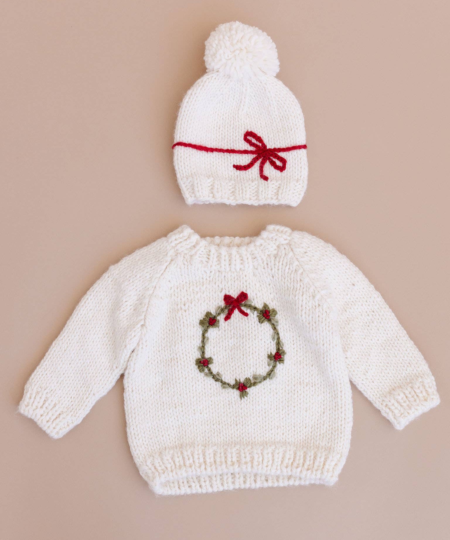 Wreath Sweater Baby Kid Christmas Holiday Bow