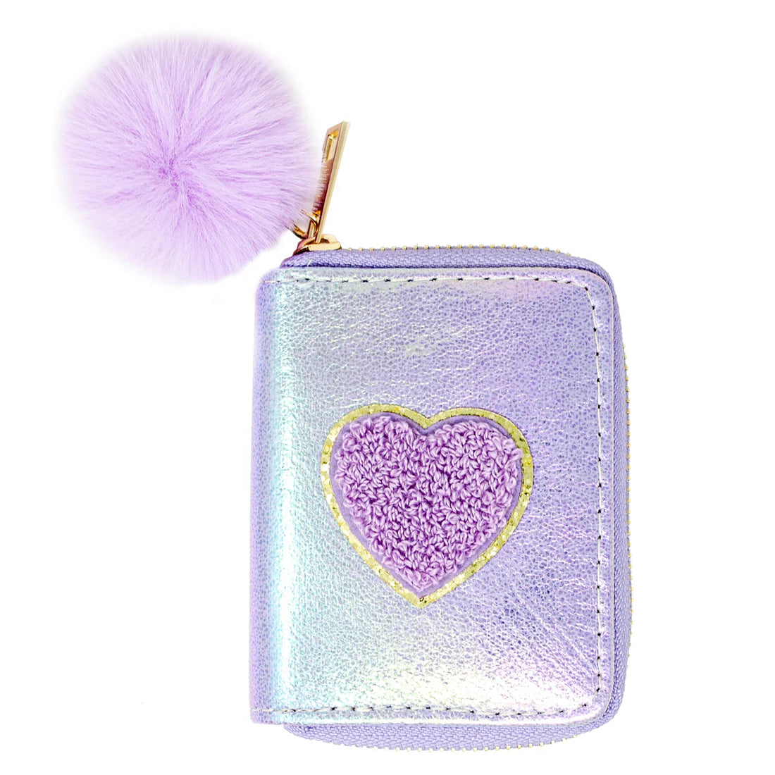 Shiny Heart Patch Wallet- Purple
