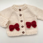 Red Bow Cardigan Kids Baby Sweater Christmas Holiday Love