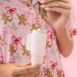 Pink Glittered Trendy Tumbler Christmas Ornament - Pink Cup