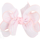 Seersucker Hair Bow Pink and Navy
