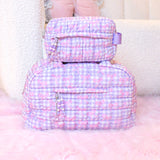 Quilted Scrunchies Gingham Bow Printed Medium Duffle Bag