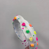 White Neon Charm Knot Headband