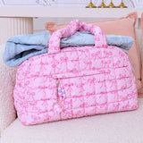 Quilted Scrunchies Bow Printed Medium Duffle Bag