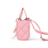 Quilted Rectangle Bow Charm Handbag