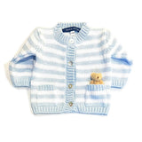 Striped Sky Blue Tan Bear Cardigan