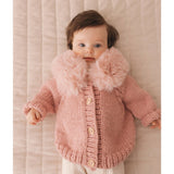 Fur Collar Rosy Cardigan Sweater