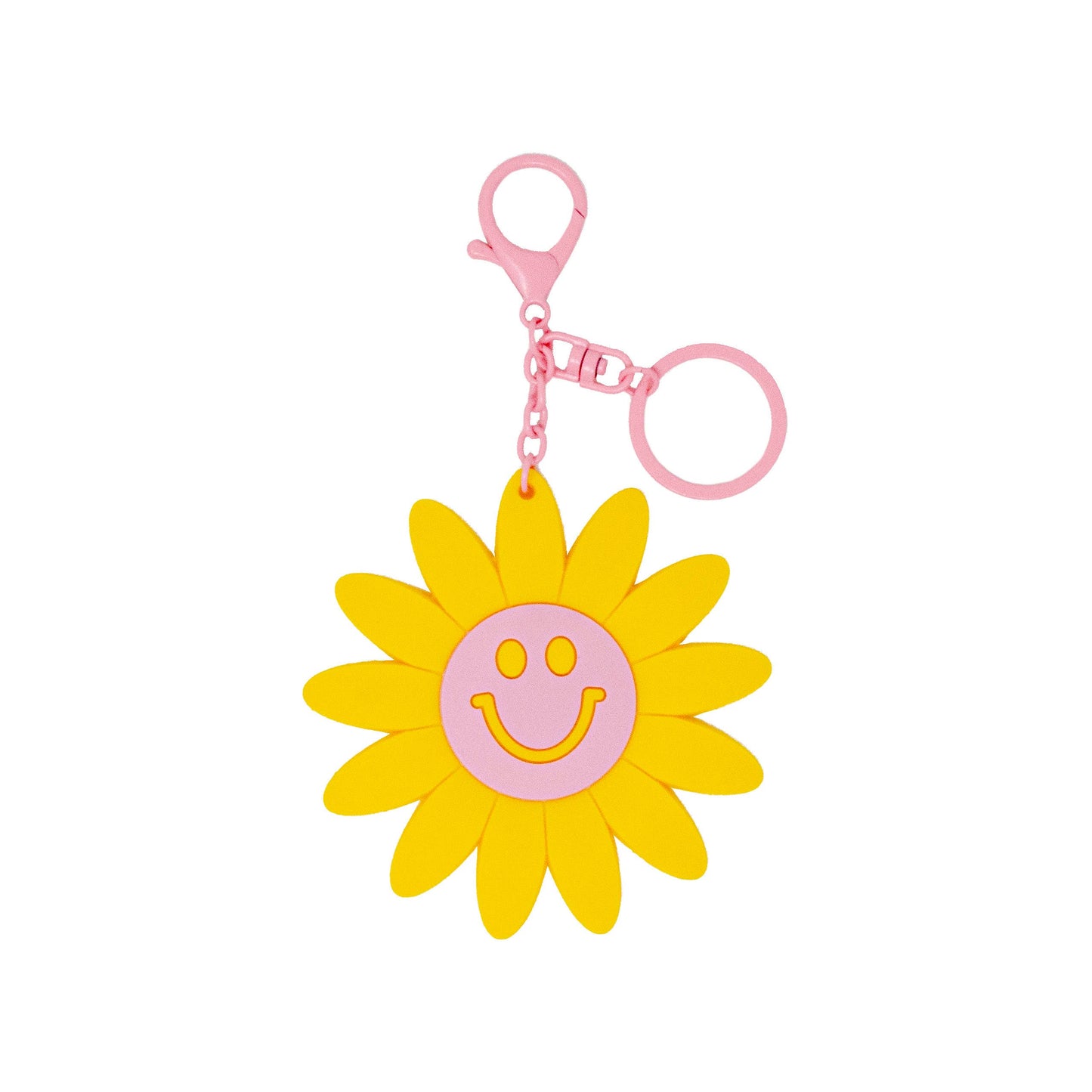 Happy Face Smiley Flower Keychain