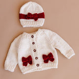 Red Bow Cardigan Kids Baby Sweater Christmas Holiday Love