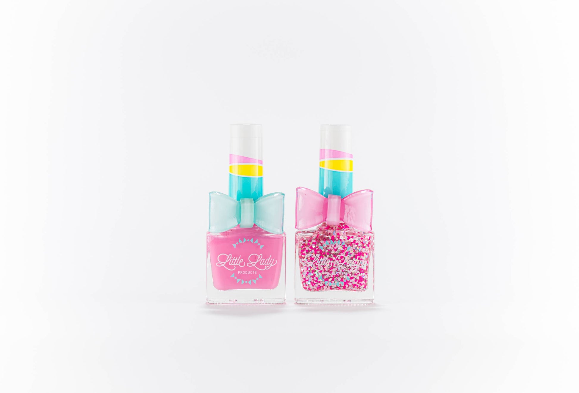 Pink and pink sparkles nail polishes