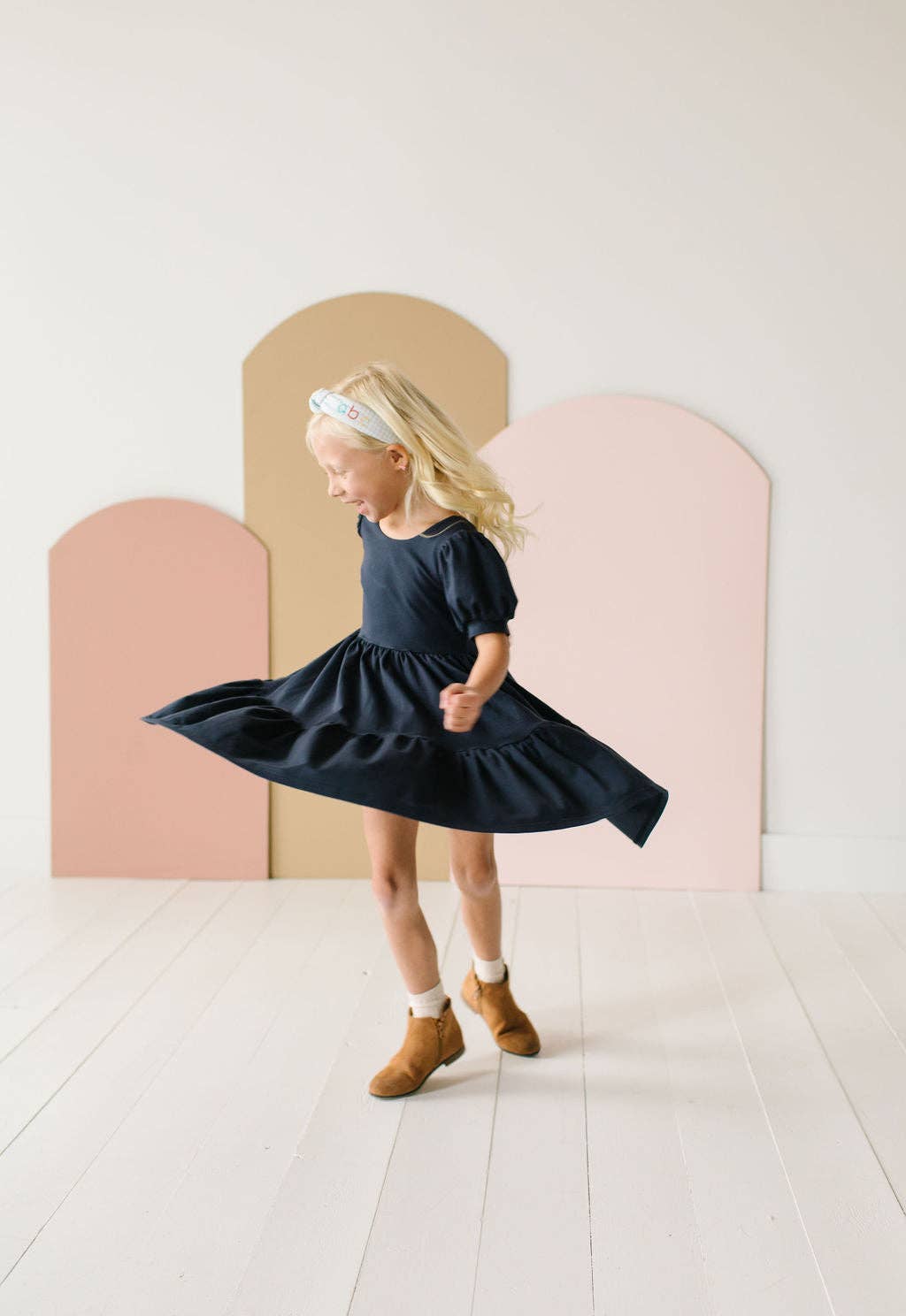 Puff Dress in Navy