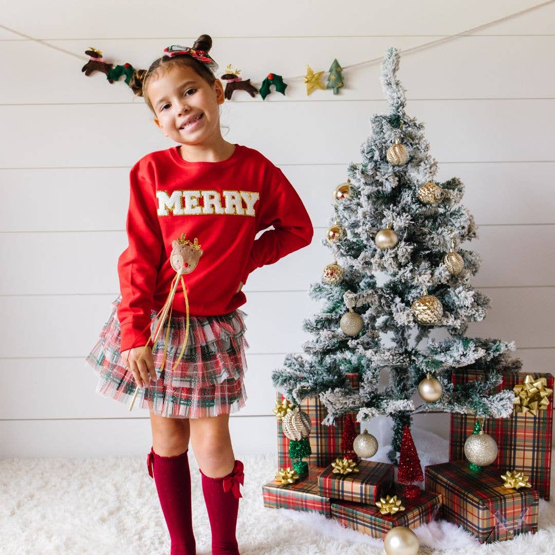 Girl Wearing Red and Green Plaid Tutu