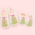 Pink Bow Christmas Tree Slippers - Toddler & Kids