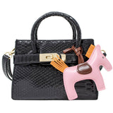 Pink Crocodile Pony Handbag