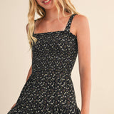 SMOCKED KNIT TIERED SHORT DRESS