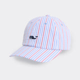 Harbor Seersucker Baseball Hat - Blue Red Stripe