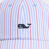 Harbor Seersucker Baseball Hat - Blue Red Stripe