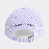 Harbor Seersucker Baseball Hat - Blue Red Stripe