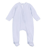 Mini Stripes Zip Footie - Light Blue