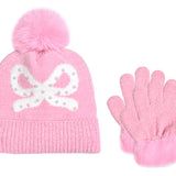 Bow Print Chenille Hat & Glove Set
