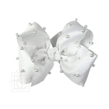 White Bow with Pearls 5.5" (HUGE)