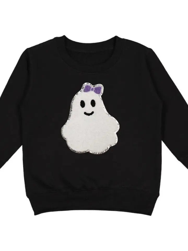 Black sweatshirt with ghost patch