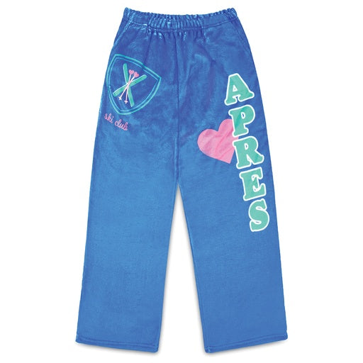 Blue plush pants with Apres ski 