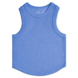 Cropped Bright Blue Ribbed Racerback
