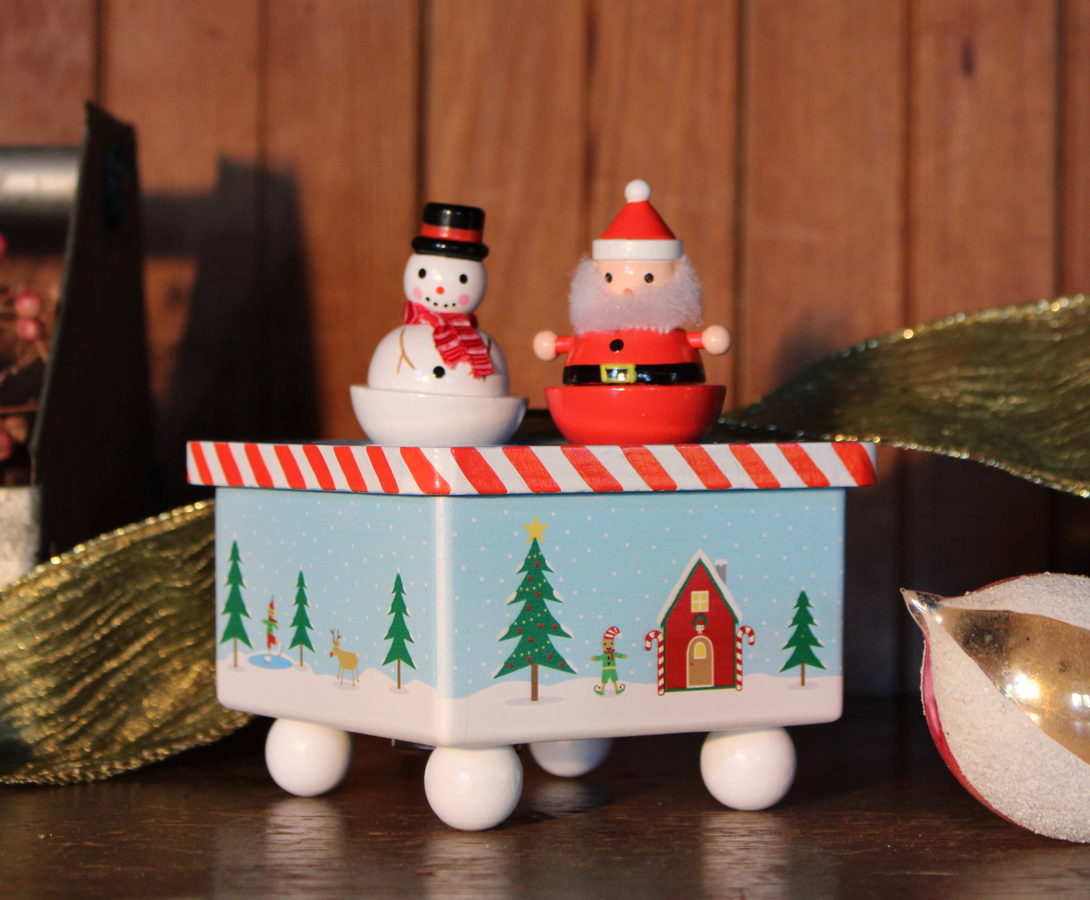 Dancing Santa and Frosty Music Box