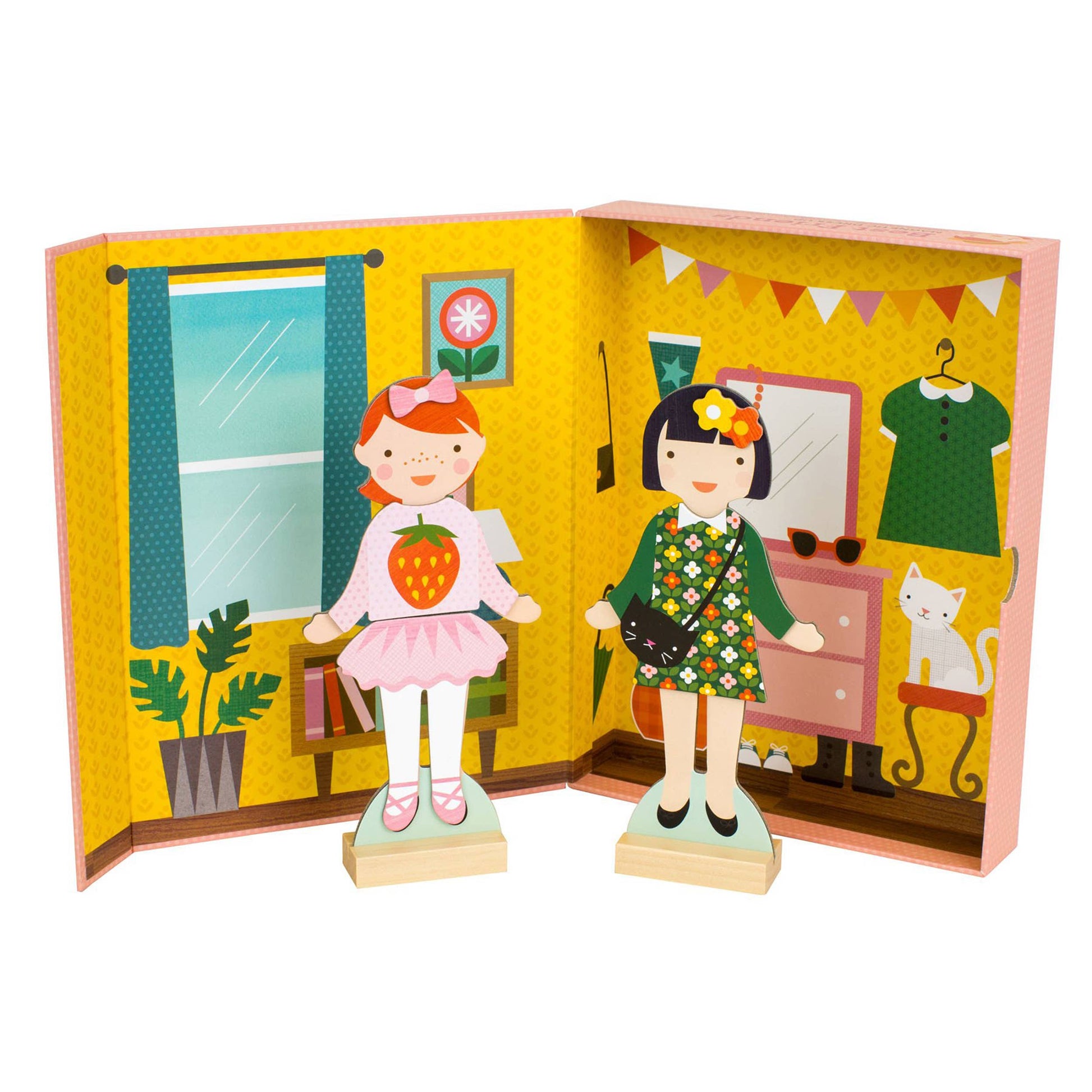 Magnetic playset friends in a scene