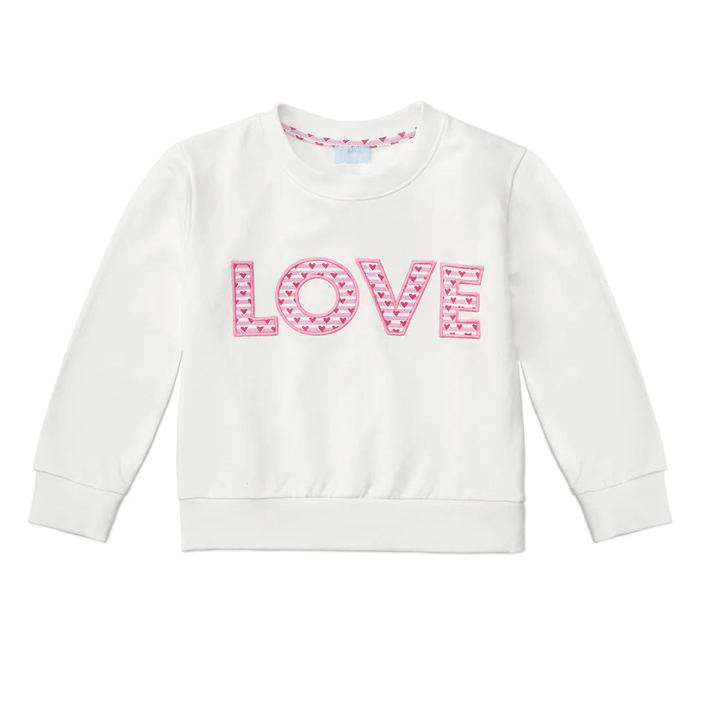 White Sweatshirt with LOVE in sailor heart patch print