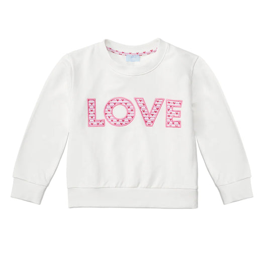 White Sweatshirt with LOVE in sailor heart patch print