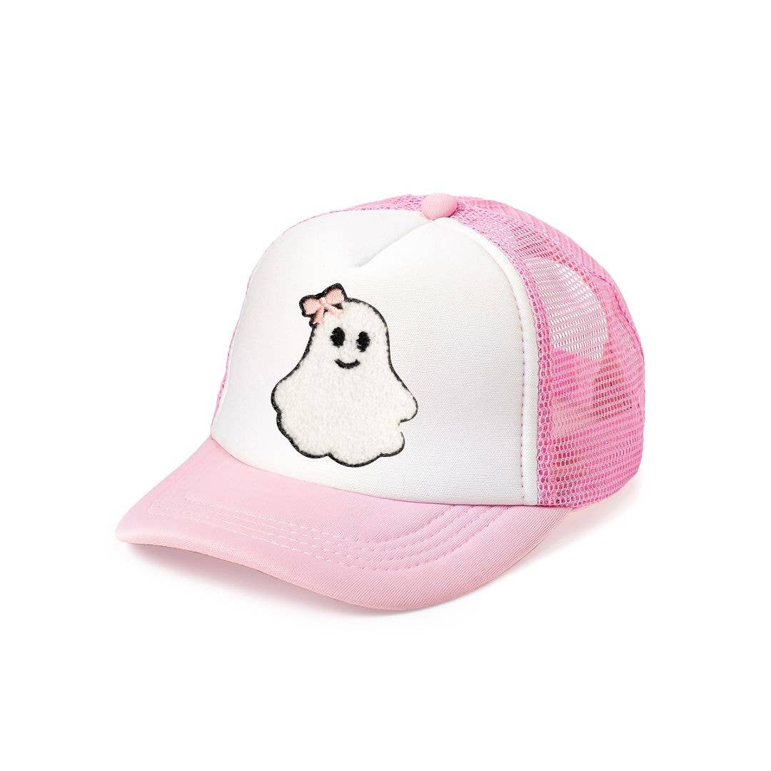 Pink Coquette Ghost Patch Halloween Trucker Hat