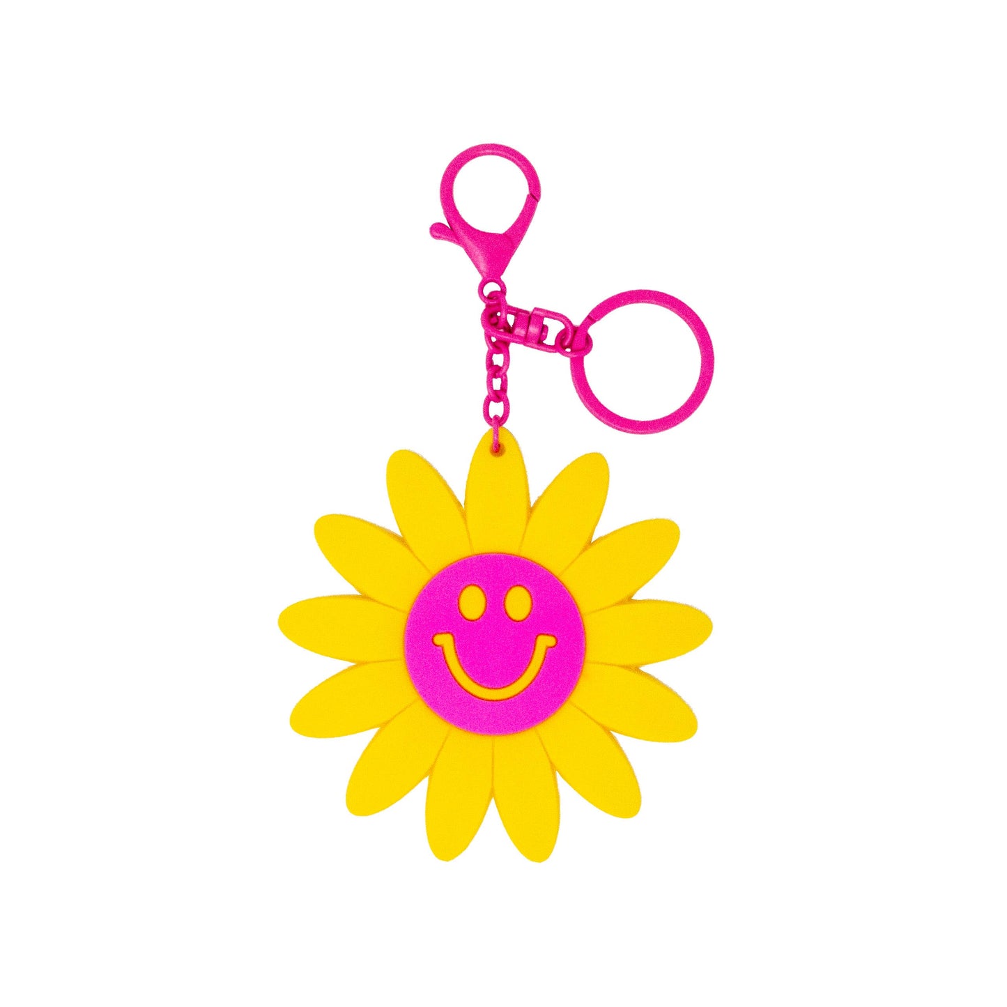 Happy Face Smiley Flower Keychain