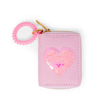 Blue Sequin Heart Spiral Strap Wallet