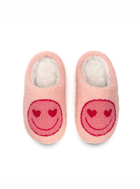 pink heart eyes emoji slippers