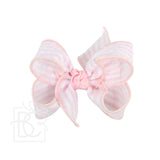Seersucker Hair Bow Pink and Navy