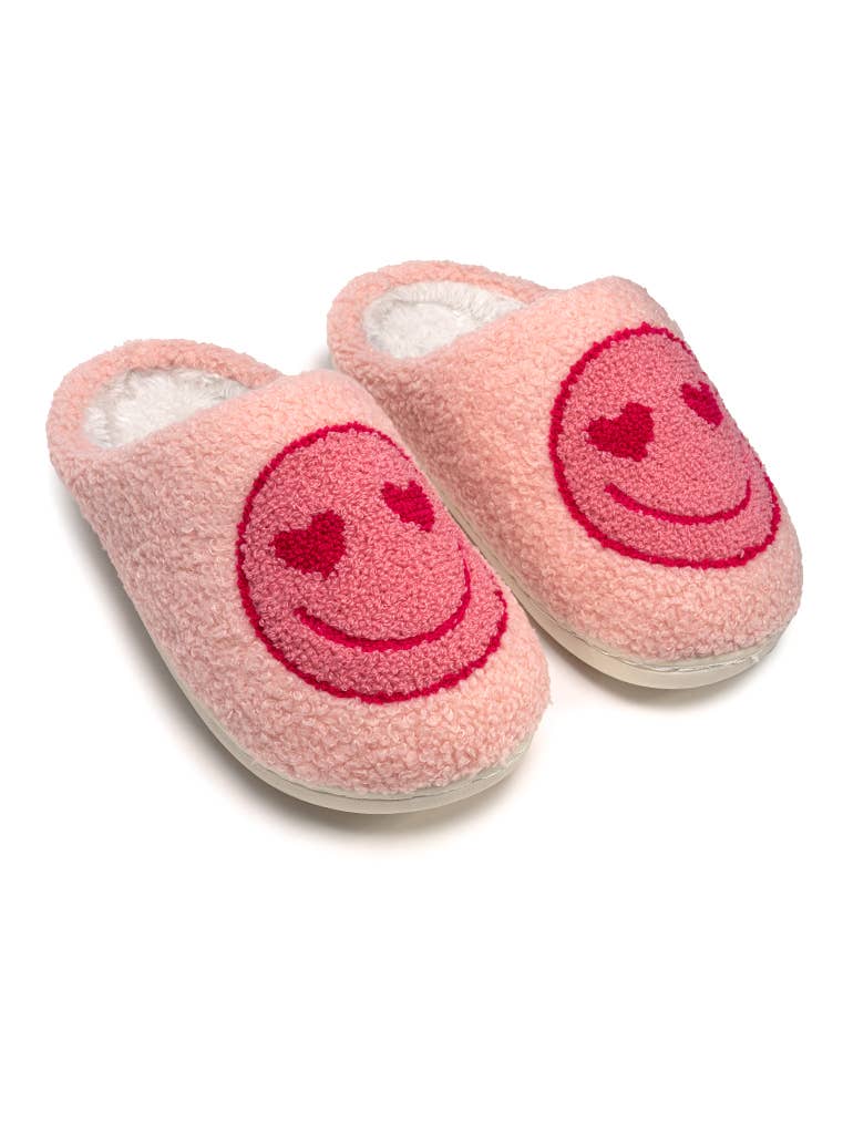 pink heart eyes emoji slippers